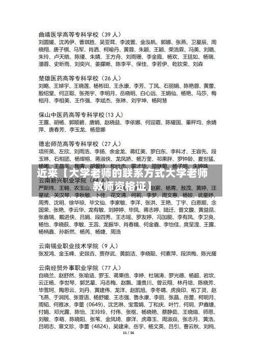 近来【大学老师的联系方式大学老师教师资格证】