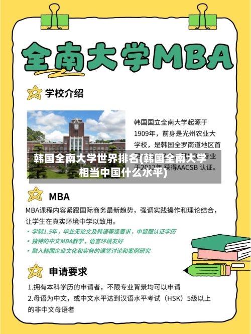 韩国全南大学世界排名(韩国全南大学相当中国什么水平)