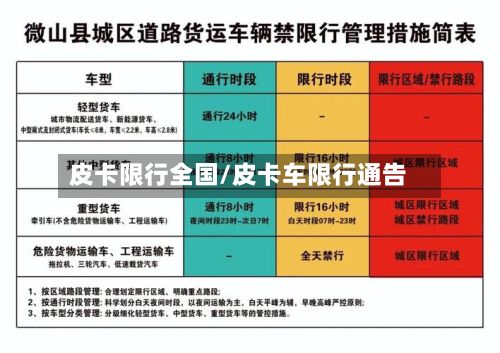皮卡限行全国/皮卡车限行通告