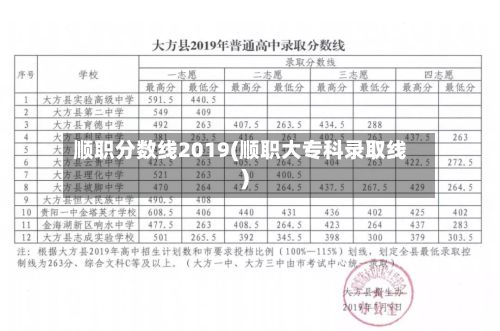 顺职分数线2019(顺职大专科录取线)