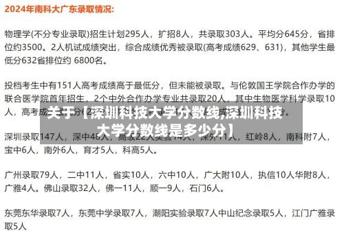 关于【深圳科技大学分数线,深圳科技大学分数线是多少分】