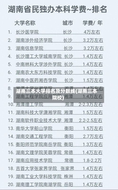 湖南三本大学排名及分数线(湖南三本院校)-第2张图片