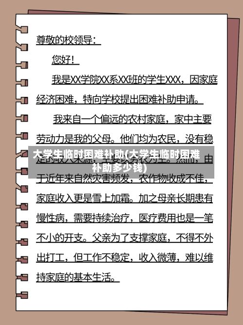 大学生临时困难补助(大学生临时困难补助多少钱)
