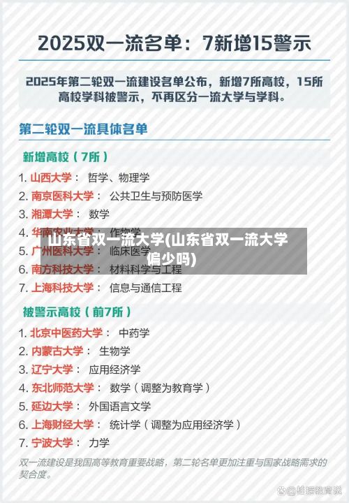 山东省双一流大学(山东省双一流大学偏少吗)