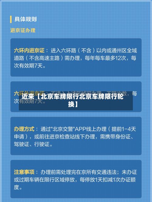 近来【北京车牌限行北京车牌限行轮换】