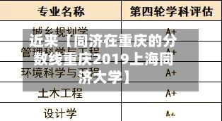 近来【同济在重庆的分数线重庆2019上海同济大学】-第2张图片