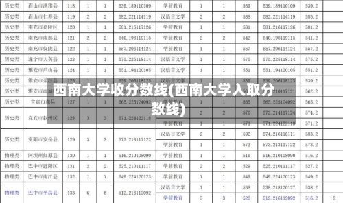 西南大学收分数线(西南大学入取分数线)