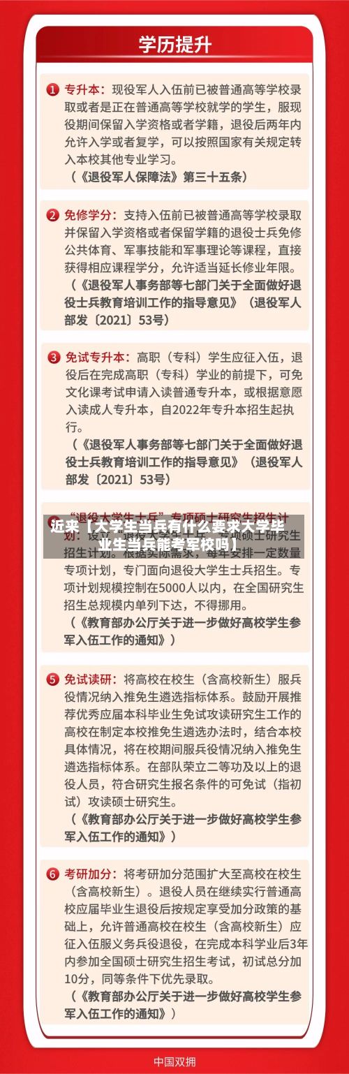 近来【大学生当兵有什么要求大学毕业生当兵能考军校吗】