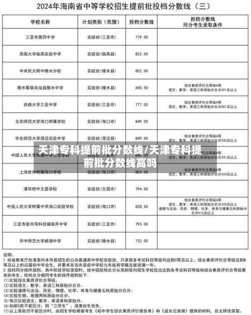 天津专科提前批分数线/天津专科提前批分数线高吗