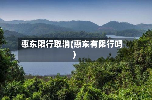 惠东限行取消(惠东有限行吗)-第2张图片
