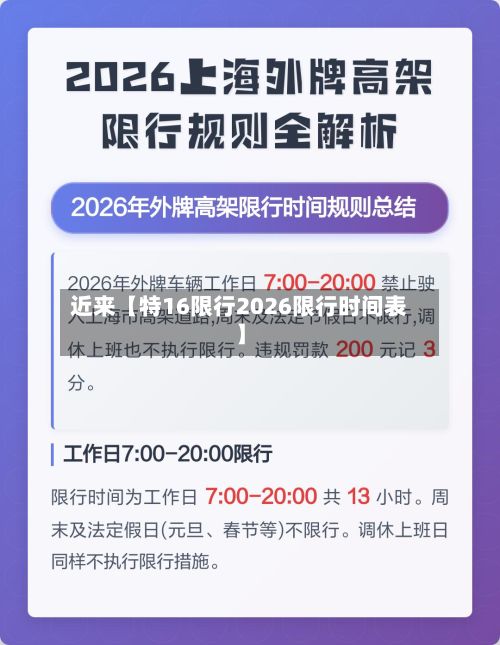 近来【特16限行2026限行时间表】-第3张图片