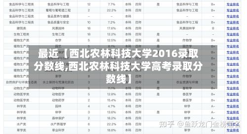 最近【西北农林科技大学2016录取分数线,西北农林科技大学高考录取分数线】