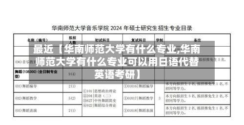 最近【华南师范大学有什么专业,华南师范大学有什么专业可以用日语代替英语考研】