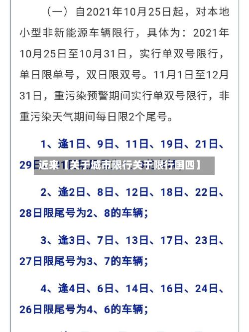 近来【关于城市限行关于限行国四】