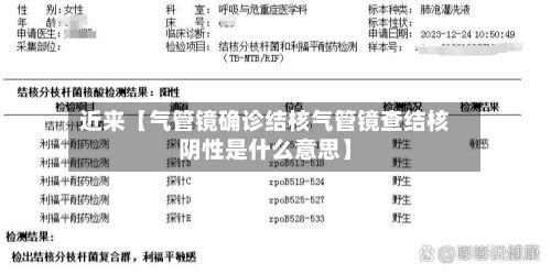 近来【气管镜确诊结核气管镜查结核阴性是什么意思】