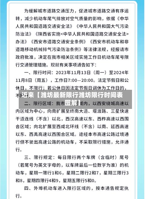 近来【潍坊最新限行潍坊限行时间表图解】-第2张图片