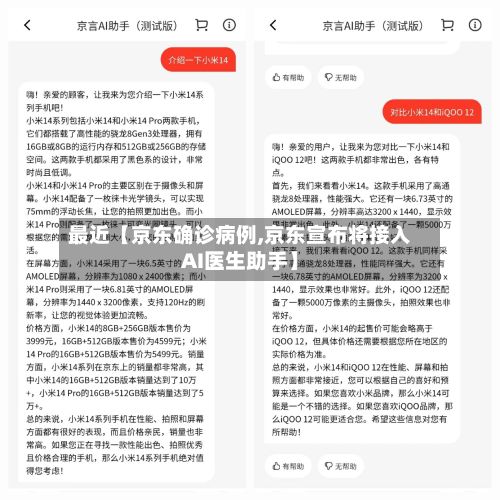 最近【京东确诊病例,京东宣布将接入AI医生助手】