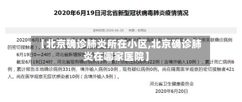 【北京确诊肺炎所在小区,北京确诊肺炎在哪家医院】-第3张图片