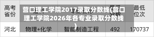 营口理工学院2017录取分数线(营口理工学院2026年各专业录取分数线)
