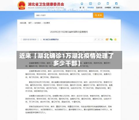 近来【湖北确诊1万湖北疫情处理了多少干部】